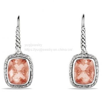 925 Silver Jewelry Noblesse Drop Earrings with Morganite(E-050)
