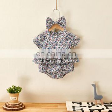 Summer Baby Bodysuit Baby Children's One-piece Clothes Baby Girls' Small Floral Cotton Short Sleeve Hardcover Creeper