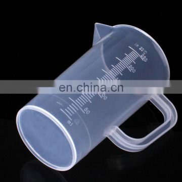 Laboratory Plastic Measuring Cup Handle Graduated Transparent Beaker