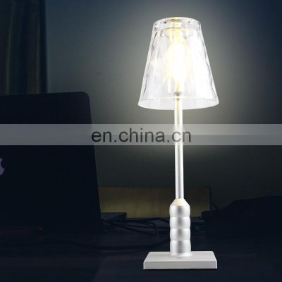 Modern hotel bedroom deco lamp european style nightstand desk lamp with glass shade