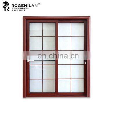 ROGENILAN 110# grill designs wood color sliding door aluminum safety sliding door design