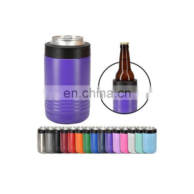 customized printing double wall sublimation metal can cooler 12 oz stainless steel can cooler