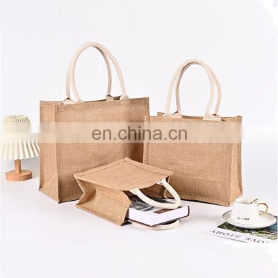 Ready To Ship High Quality Eco Friendly Plain Natural Jute Tote Bag For Shopping