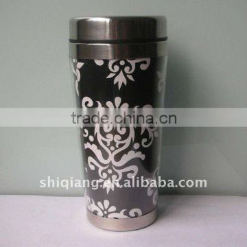 Double wall stainless steel inner travel mug with paper card inside 16oz