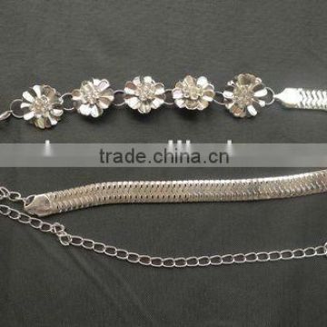 SILVER COLOR Metal Chain Belts with Rhinestones, Cloth Accessories, Metal Belts with Stone UNDER 33" WAIST
