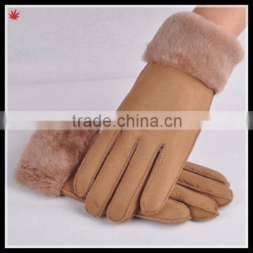 women warm winter dressing genuine leather glove double face leather glove