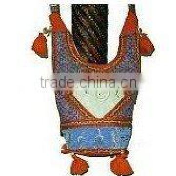 Magic Cross Road* Boho Hippi Shoulder Bag Completely Handmade Hand Embroideries ladies fashion with Mirror Work cotton handbags