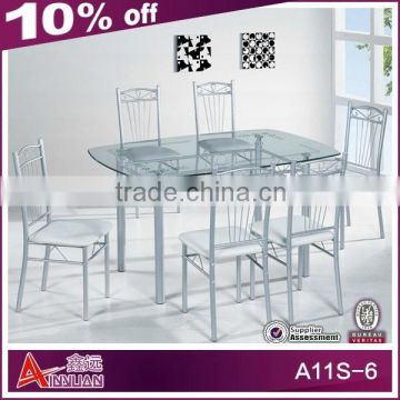 A11S-6 Cheap price adjustable glass dining table from Foshan manufacturer