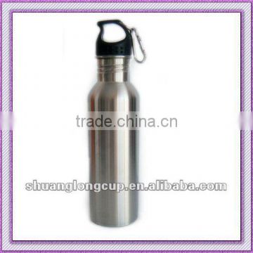 stainless steel single wall sports water bottle with carabiner