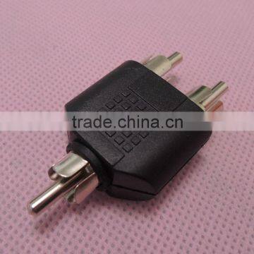 Audio system black RCA male to RCA male connector adapter 2 to 1