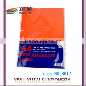 2014 Best sale Best price A4 custom self adhesive label for sample