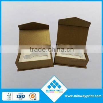 New Design Rigid cardboard book box with white EVA foam insert can be customized