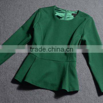 2016 Latest Fashion Lady Blouse Design Wholesale Price Green Top