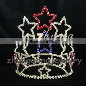 Large star design patriotic diamond pageant tiara