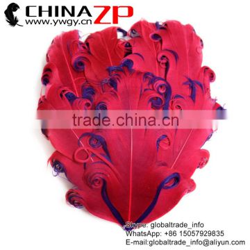 CHINAZP Factory Wholesale Beautiful Colored Hot Pink and Purple Curled Goose Feathers Pad Plumage for Hair Accessories