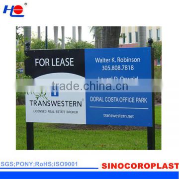 eco-friendly and recyclable polypropylene corrugated lightweight signboard