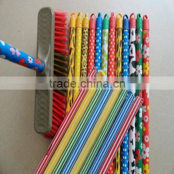 plastic broom with PVC coated wooden handle