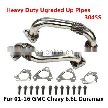6.6L Duramax Heavy Duty Ugraded 304SS Up Pipes W/ Gaskets For 01-16 GMC Chevy