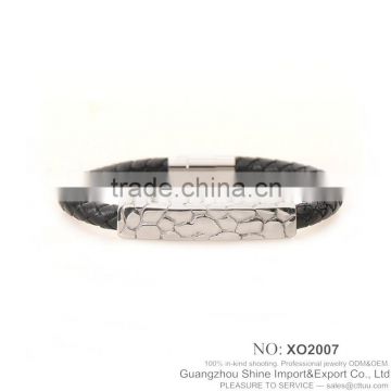 2016 new style stainless steel leather bracelet men XE09-0019