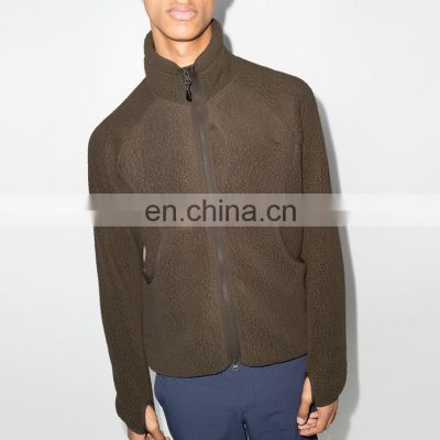 wholesales oem services custom logo men's jacket fashion brown fleece coat jacket