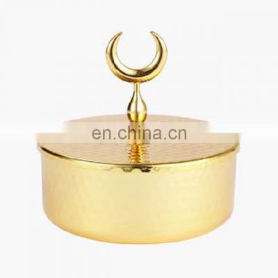 gold plated fancy candle holder with lid