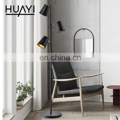 HUAYI Factory Wholesale Warm Light Iron Modern Decoration Mobile Indoor Stand Lamp Bedroom LED Floor Light