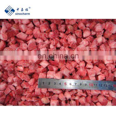 Sinocharm New Crop BRC Approved 10*10mm Fresh  IQF Strawberry Cubes Frozen Diced Strawberry