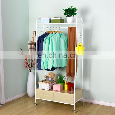 Telescopic double pole hanging clothes rack display