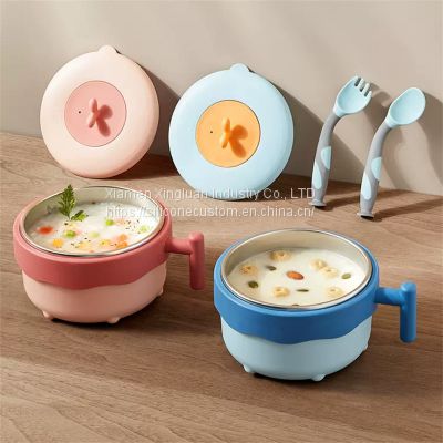 Baby Complementary Food Bowl Insulation Bowl Infant Stainless Steel Anti-Fall Children Anti-Scalding Suction Cup Tableware
