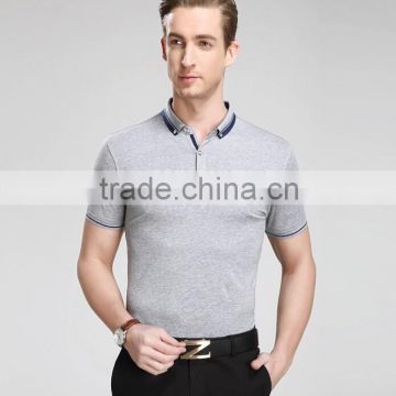 custom plain short sleeves polo collar shirt with tipping collar and cuff