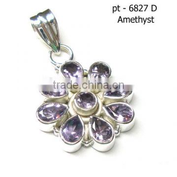 Natural purple stone pendant Indian jewelry fashion jewelry silver jewelry wholesale