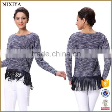 2016 Spring Women Tops O Neck Top With Tassel For Woman
