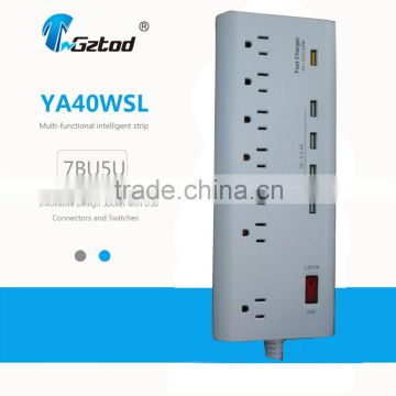 Power Extension Socket with 5V-12V Fast Charger 3.0 USB 7 US Power Outlet 5 USB