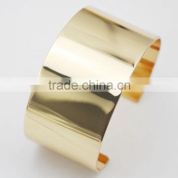 Dubai Jewelry Metal Copper 18k gold plated Plain Cuff bangle Blank simple trendy opened round bangle bracelet cuff for women