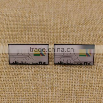 Promotion custom printing rectangle name tag pin badge