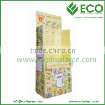 ECO Portable t-shirt Floor Display Stand with Hooks/pegs, t-shirt Cardboard Display
