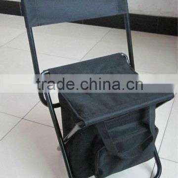 Foldable camp stool with backrest and storage bag