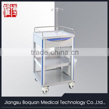 One drawers plastic-steel columns with a plate for loading ABS clinic trolley