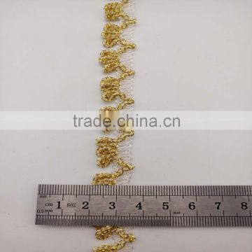 sewing craft elegant royal high quality flower metallic gold nylon lace braid trim