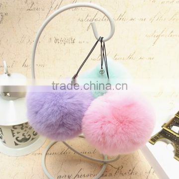 Natural Fur Ball Keychain / 8cm Rex Rabbit Fur Pompoms Keychain For Bag                        
                                                Quality Choice