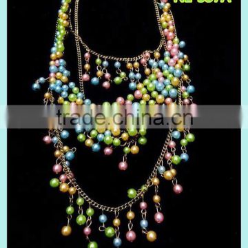 2015 Fashion multi color necklace with beads