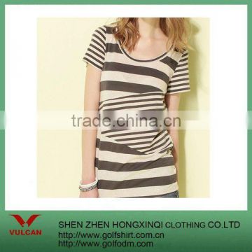 Cotton Blue stripe Short Sleeves women t-Shirt
