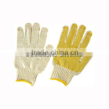 7g Natural White String Knitted PVC Single Dotted Glove (2406)