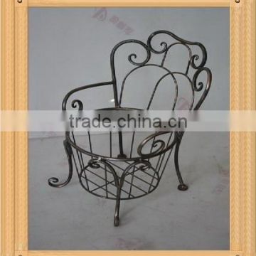 Chair shape wrought iron plant stand