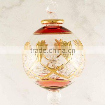 Blown Glass Egyptian Christmas Ornaments with 14 k Gold