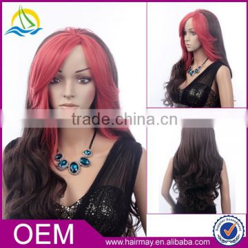 Raw material 30 inch front lace long curly synthetic half wigs
