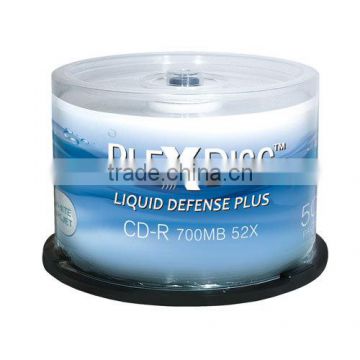 PlexDisc 52x 700MB Liquid Defense Plus Glossy White Inkjet Hub Printable CD-R 50 Packs Disc