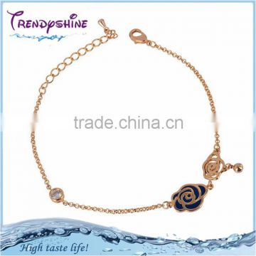 Fancy girl's gold chain enamel cloisonne bracelet