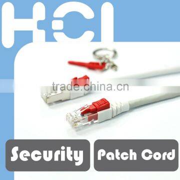 Taiwan Manufacturer RJ45 Cat6 S/FTP Stranded Security Lock Patch Cord with Removal Key
