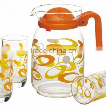 Anhui factory offer 7pcs yellow stylish glassware for home use